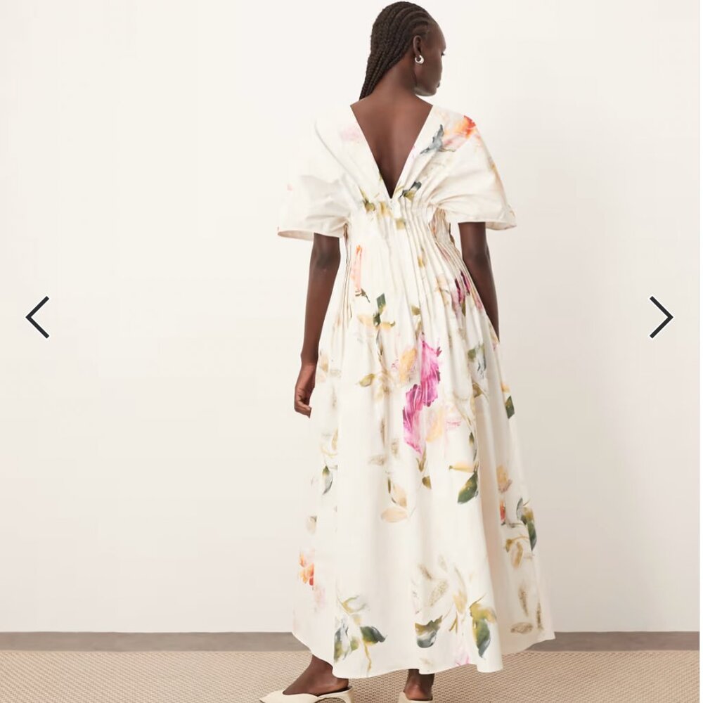 NWT ASOS ARRANGE Cinched Waist Pleat Detail Maxi Dress in Floral Print - Picture 3 of 3